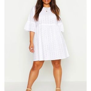 White Boohoo eyelet Dress